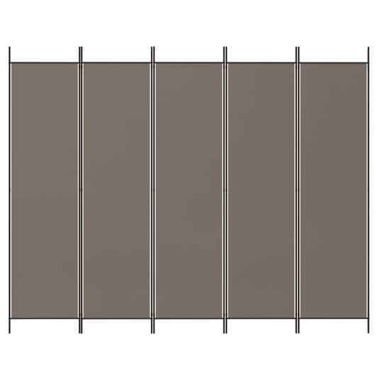 Romdeler med 5 paneler antrasitt 250x200 cm stoff