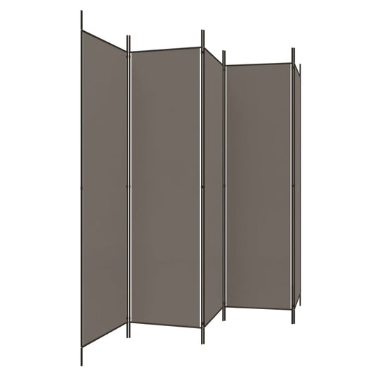 Romdeler med 5 paneler antrasitt 250x200 cm stoff