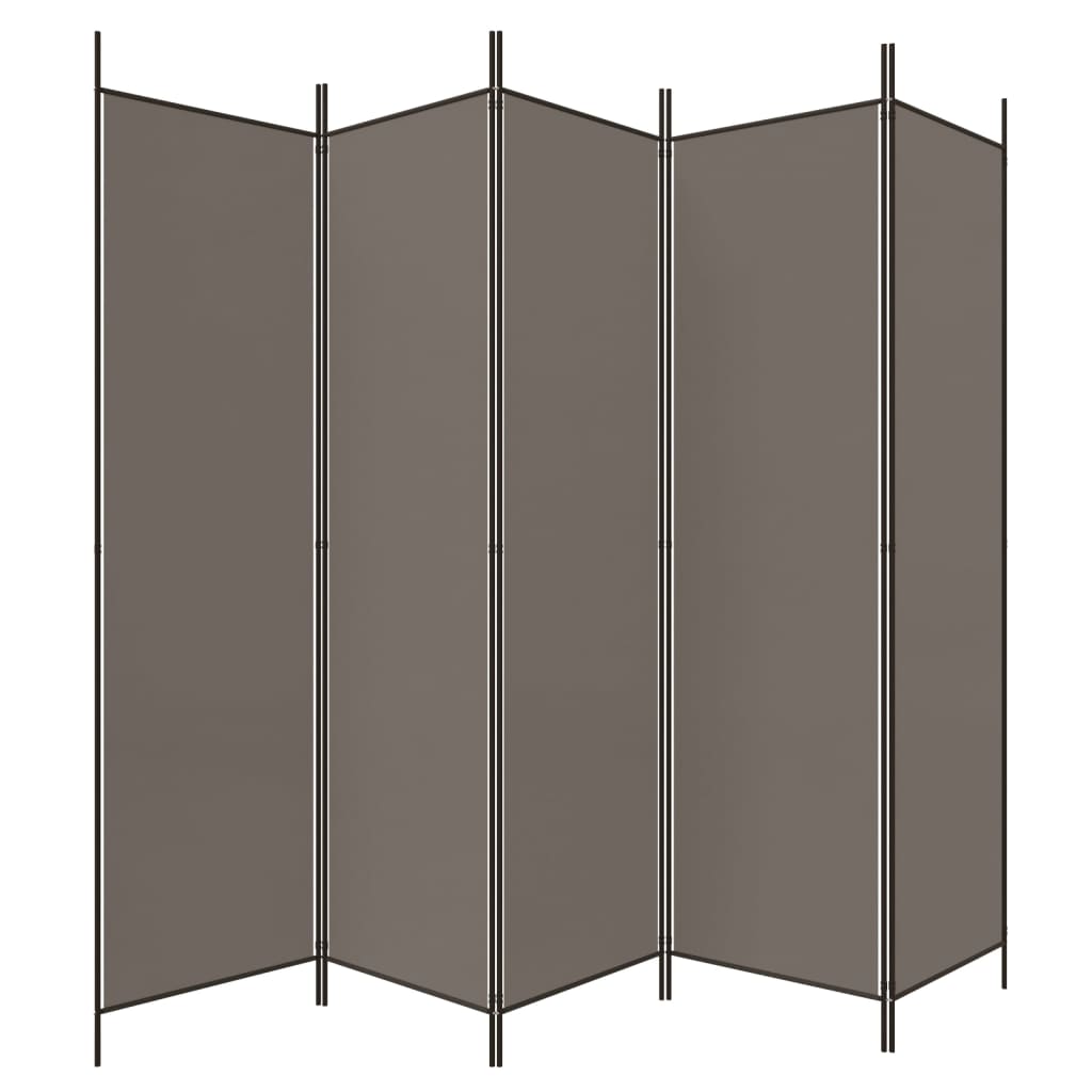 Romdeler med 5 paneler antrasitt 250x200 cm stoff