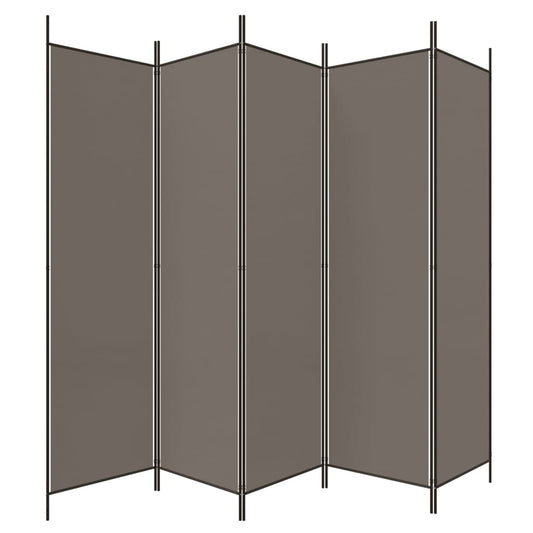Romdeler med 5 paneler antrasitt 250x200 cm stoff