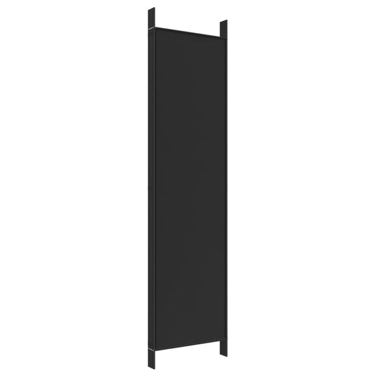 Romdeler 5 paneler svart 250x200 cm stoff