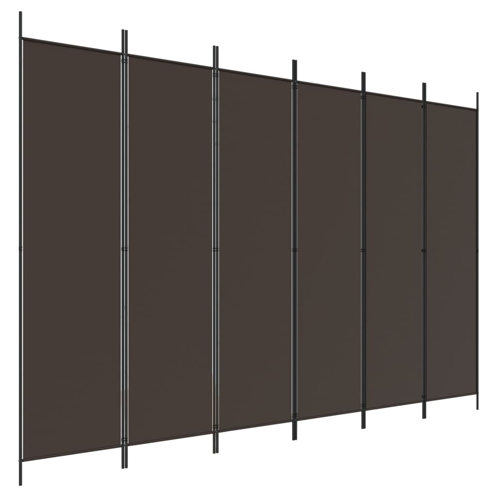 Romdeler 6 paneler brun 300x200 cm stoff