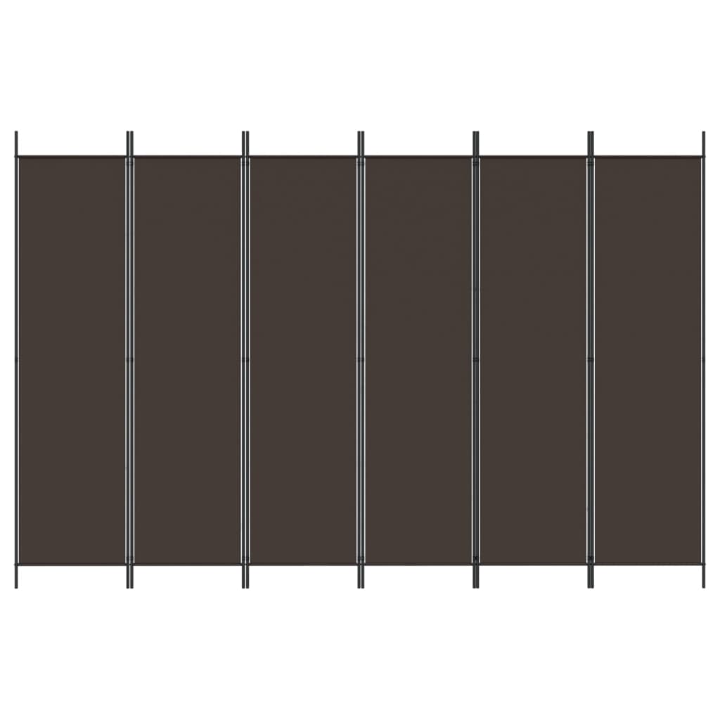 Romdeler 6 paneler brun 300x200 cm stoff