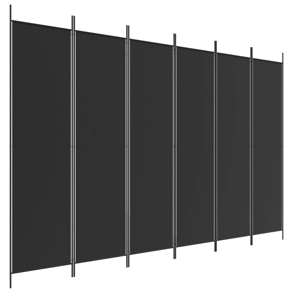 Romdeler 6 paneler svart 300x200 cm stoff