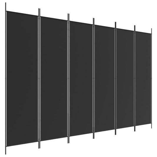 Romdeler 6 paneler svart 300x200 cm stoff