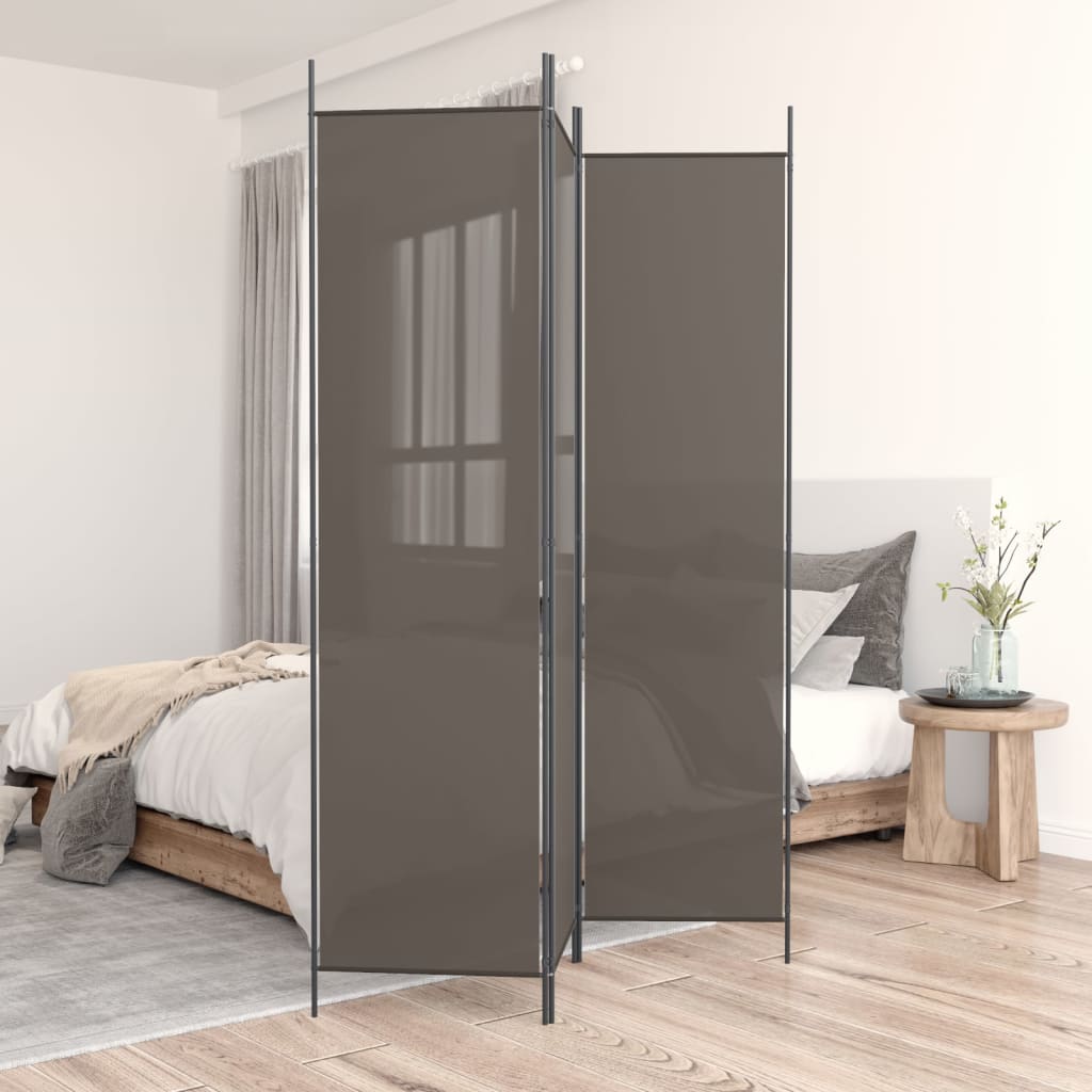Romdeler 3 paneler antrasitt 150x220 cm stoff