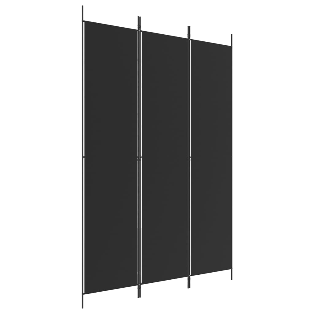 Romdeler 3 paneler svart 150x220 cm stoff