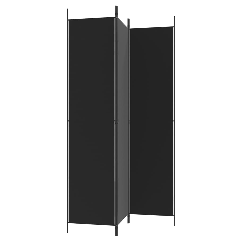 Romdeler 3 paneler svart 150x220 cm stoff