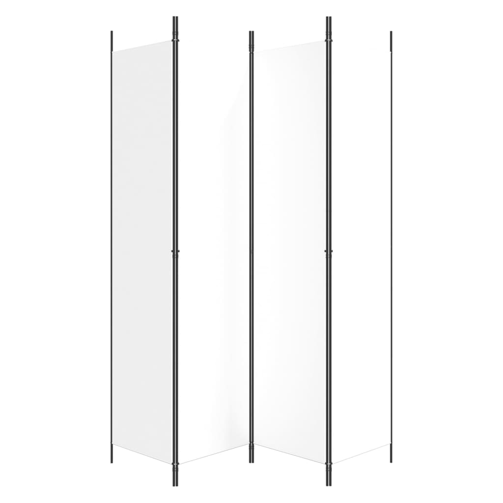 Romdeler 4 paneler hvit 200x220 cm stoff