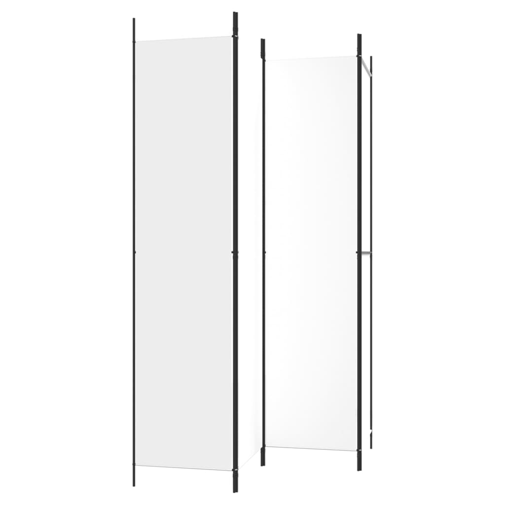 Romdeler 4 paneler hvit 200x220 cm stoff