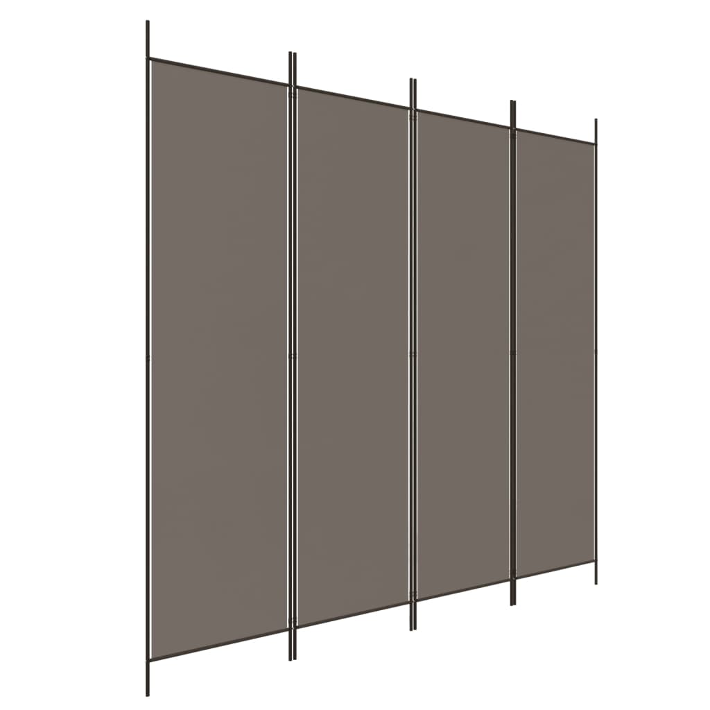 Romdeler 4 paneler antrasitt 200x220 cm stoff