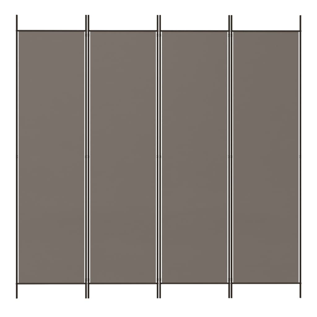 Romdeler 4 paneler antrasitt 200x220 cm stoff