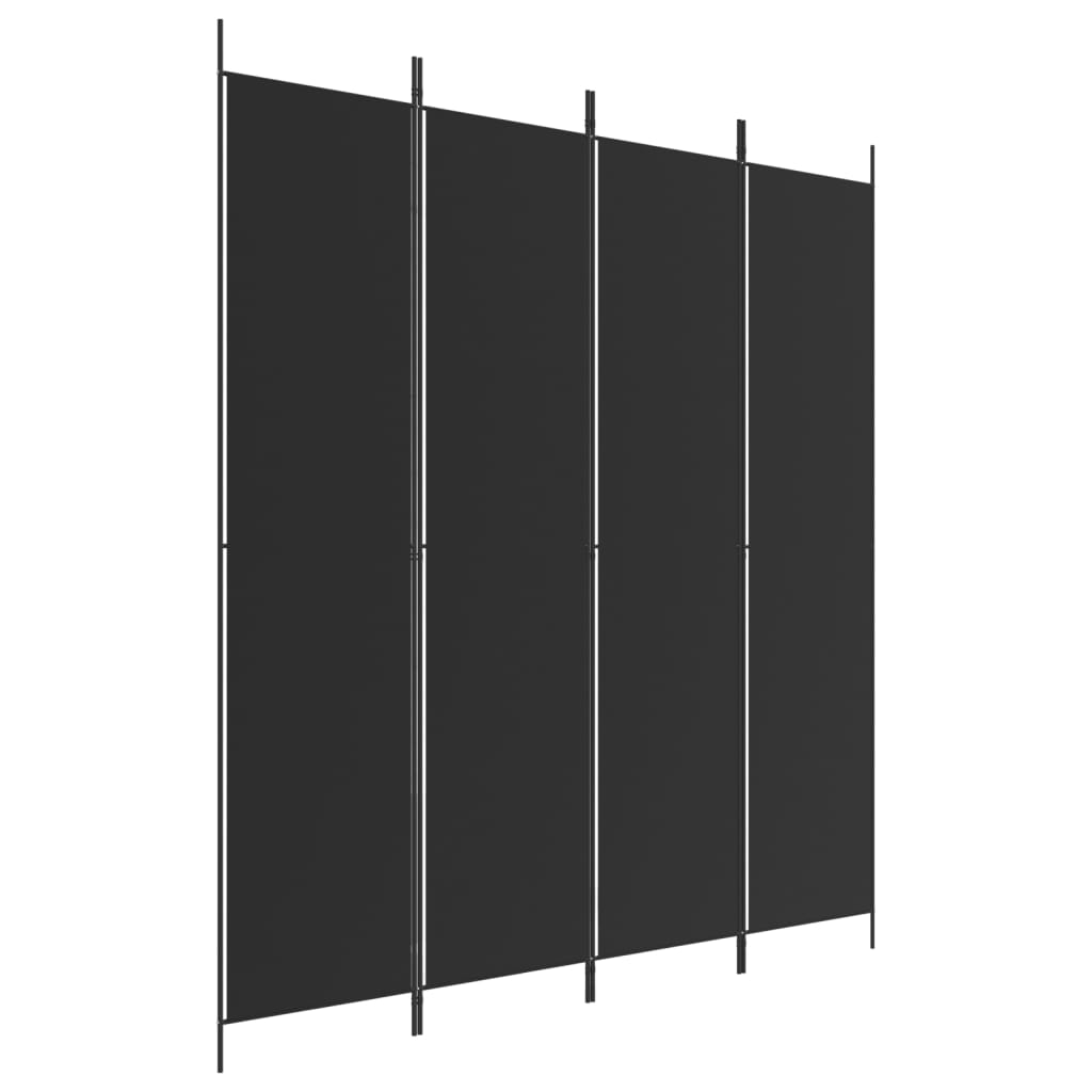 Romdeler 4 paneler svart 200x220 cm stoff