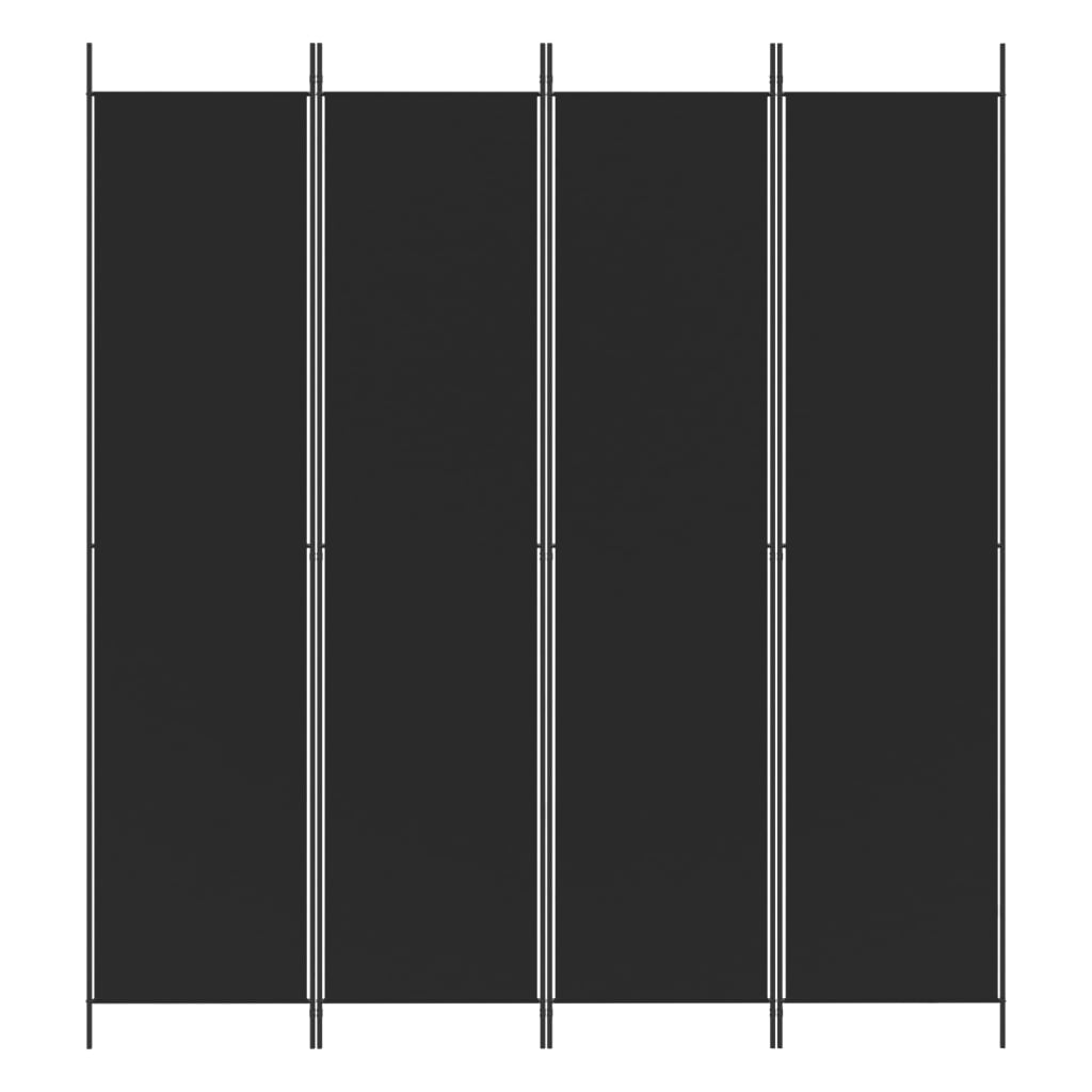 Romdeler 4 paneler svart 200x220 cm stoff