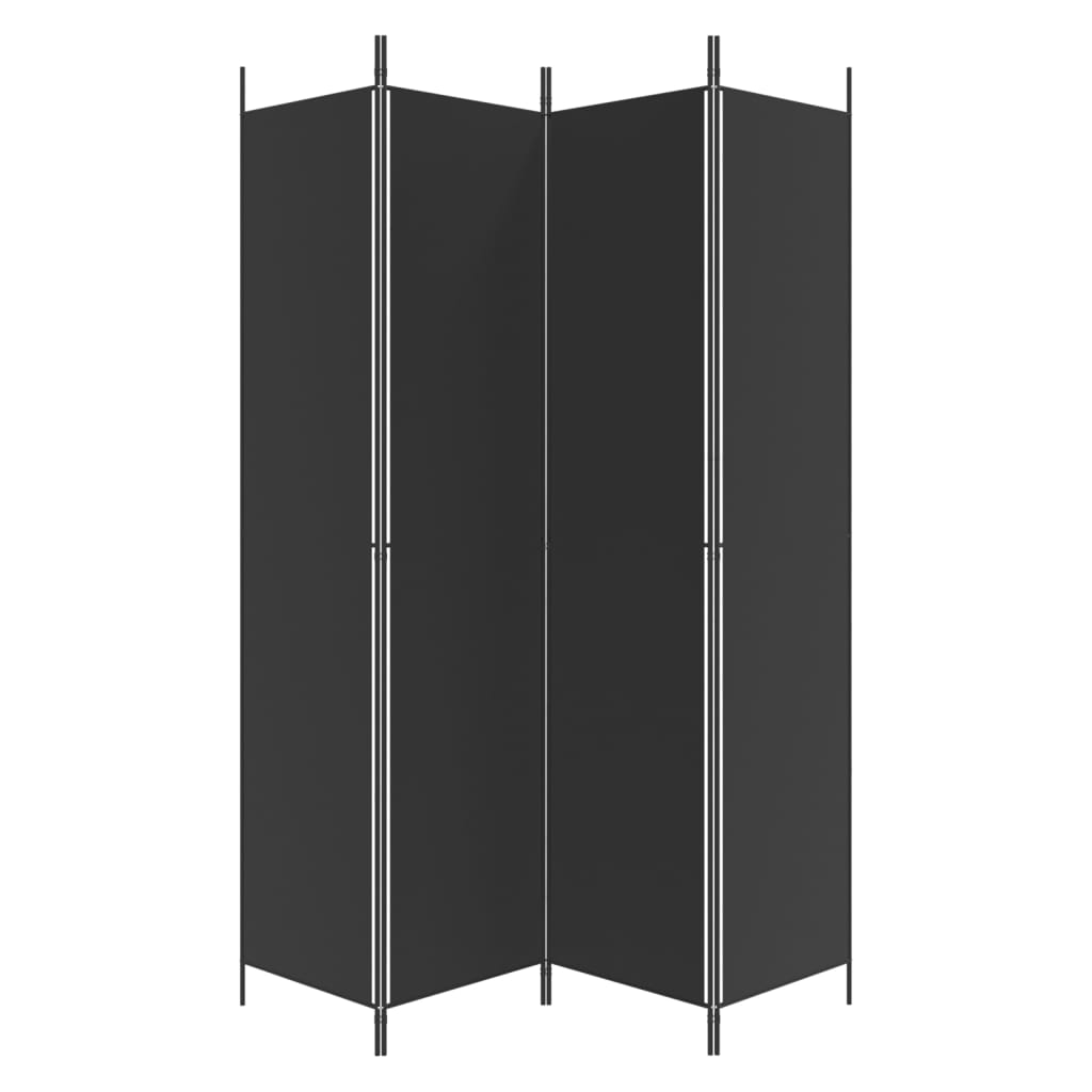 Romdeler 4 paneler svart 200x220 cm stoff