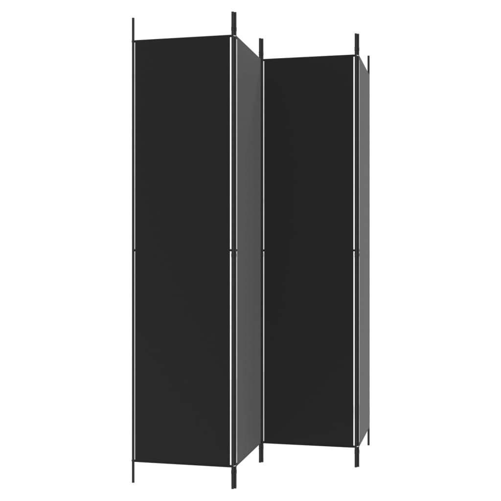 Romdeler 4 paneler svart 200x220 cm stoff