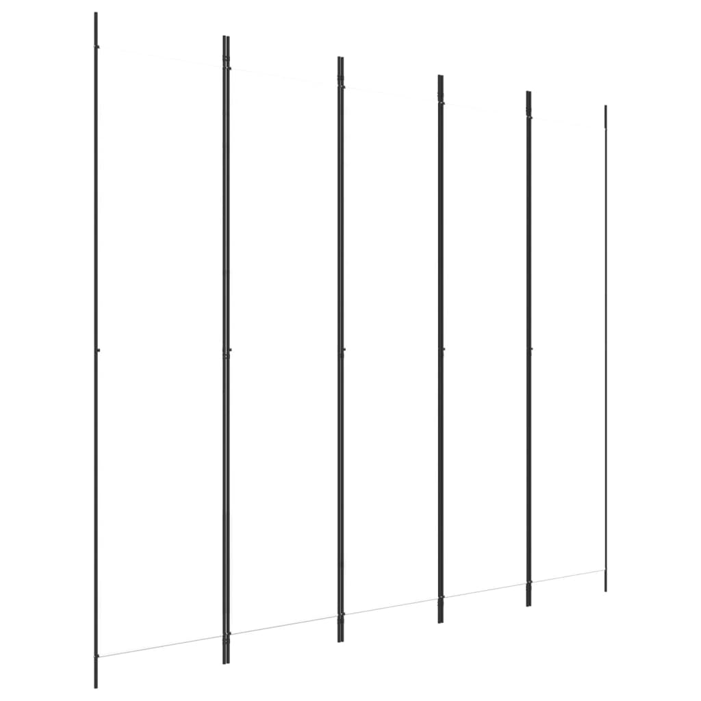 Romdeler med 5 paneler hvit 250x220 cm stoff