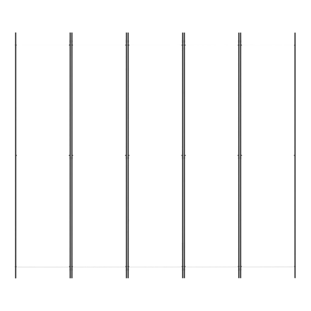 Romdeler med 5 paneler hvit 250x220 cm stoff