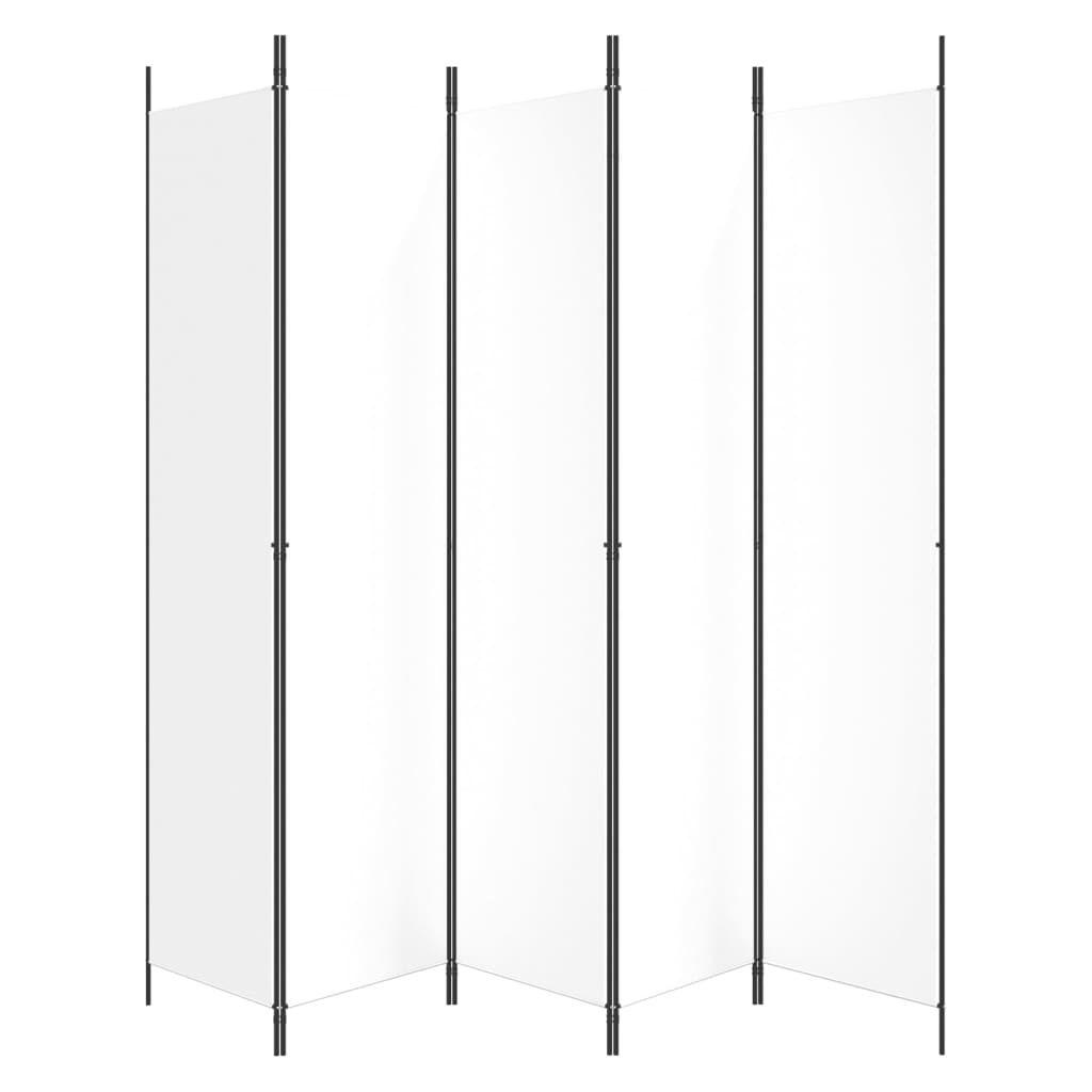 Romdeler med 5 paneler hvit 250x220 cm stoff