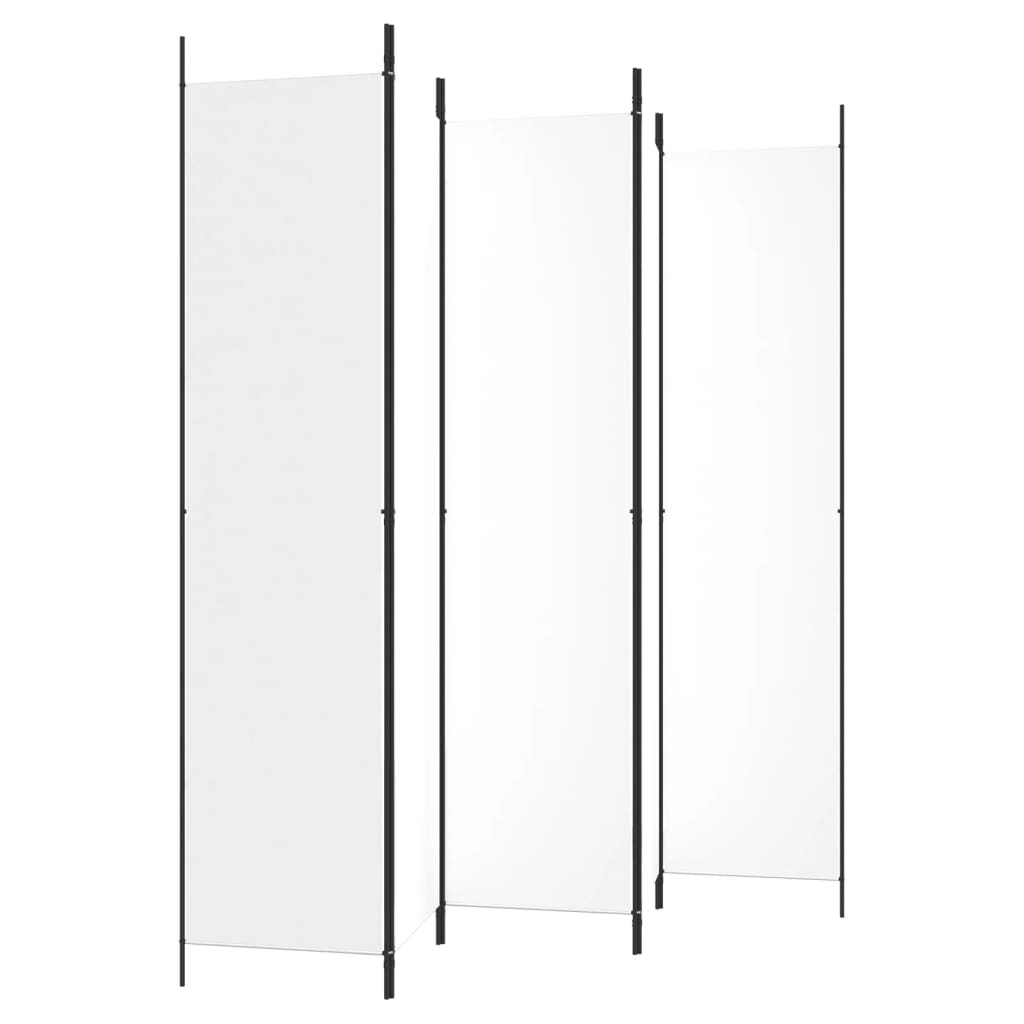 Romdeler med 5 paneler hvit 250x220 cm stoff