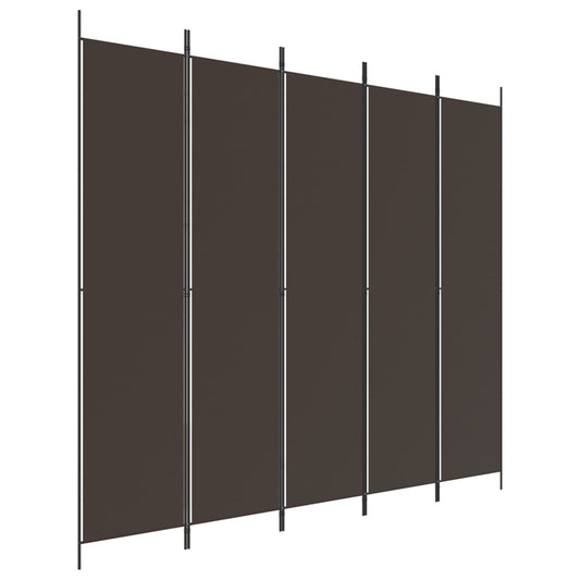 Romdeler 5 paneler brun 250x220 cm stoff
