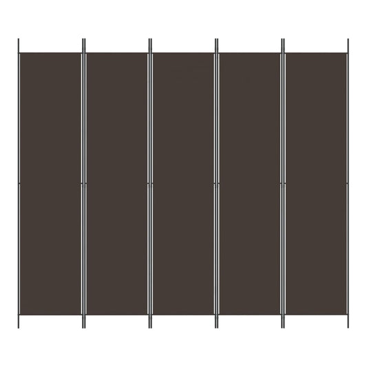 Romdeler 5 paneler brun 250x220 cm stoff
