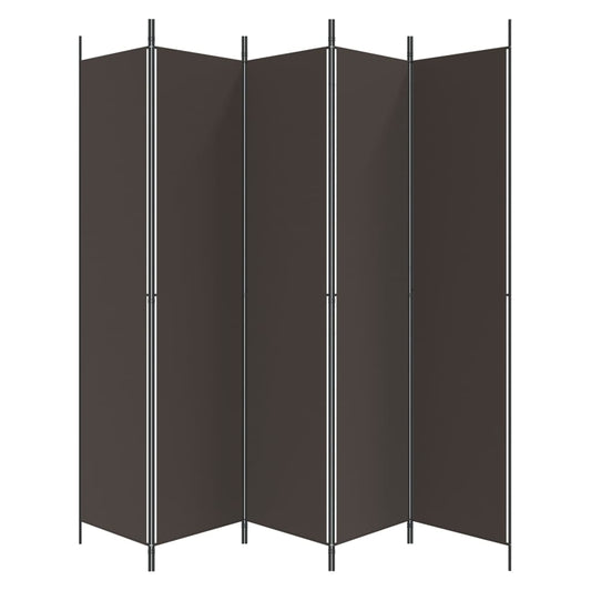 Romdeler 5 paneler brun 250x220 cm stoff