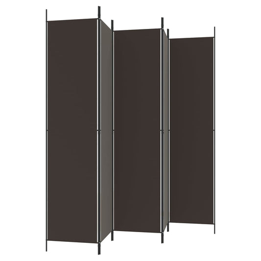 Romdeler 5 paneler brun 250x220 cm stoff