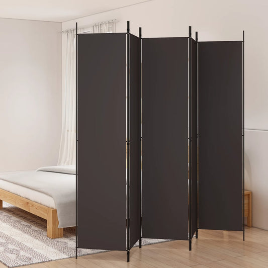 Romdeler 5 paneler brun 250x220 cm stoff