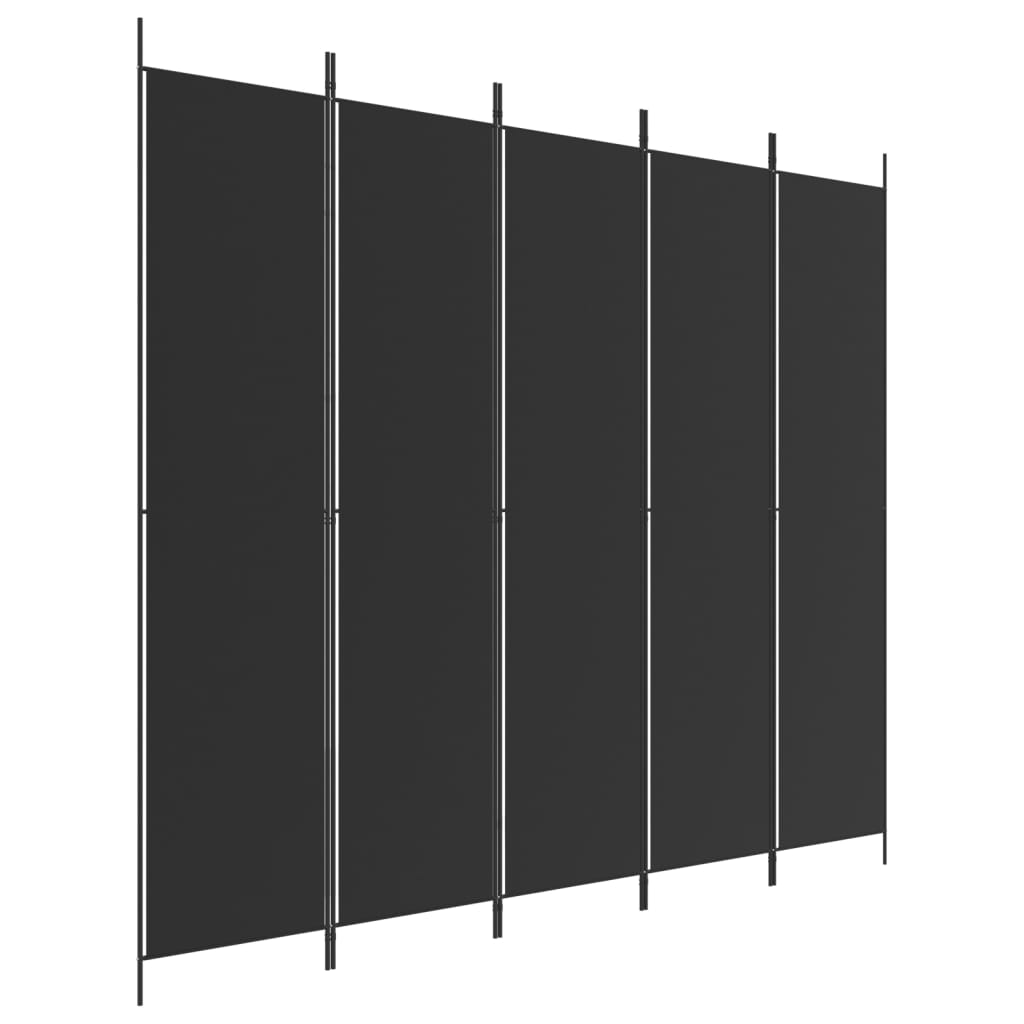Romdeler 5 paneler svart 250x220 cm stoff