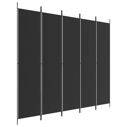 Romdeler 5 paneler svart 250x220 cm stoff