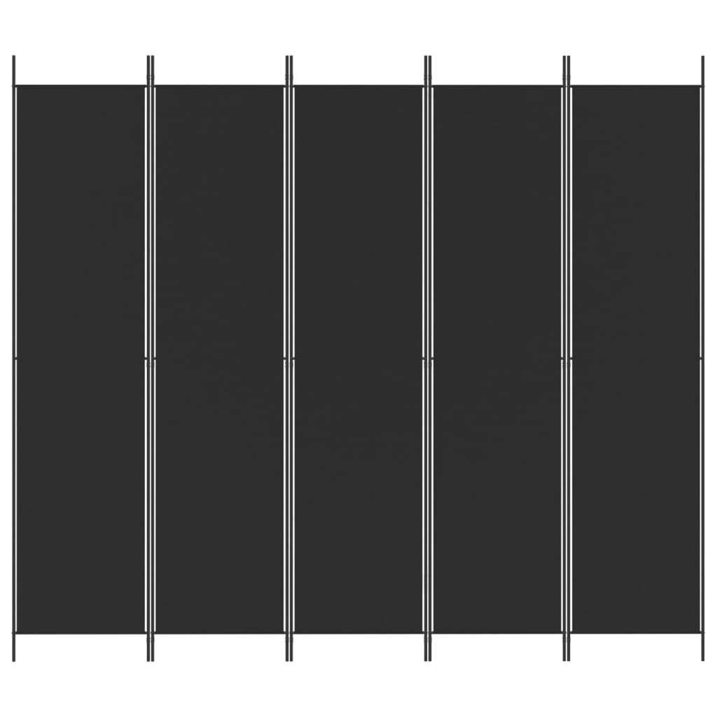 Romdeler 5 paneler svart 250x220 cm stoff