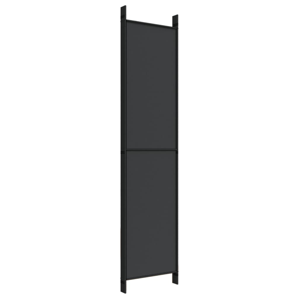 Romdeler 5 paneler svart 250x220 cm stoff