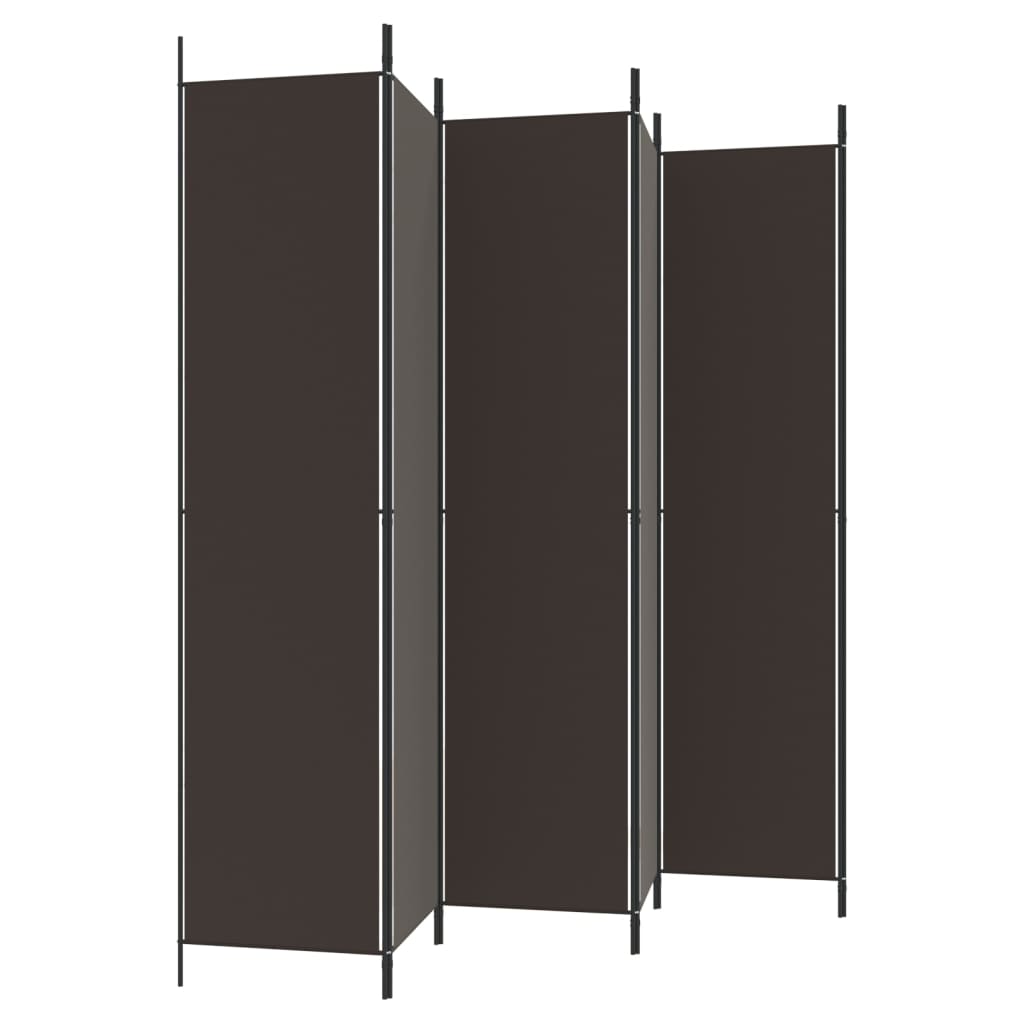 Romdeler 6 paneler brun 300x220 cm stoff
