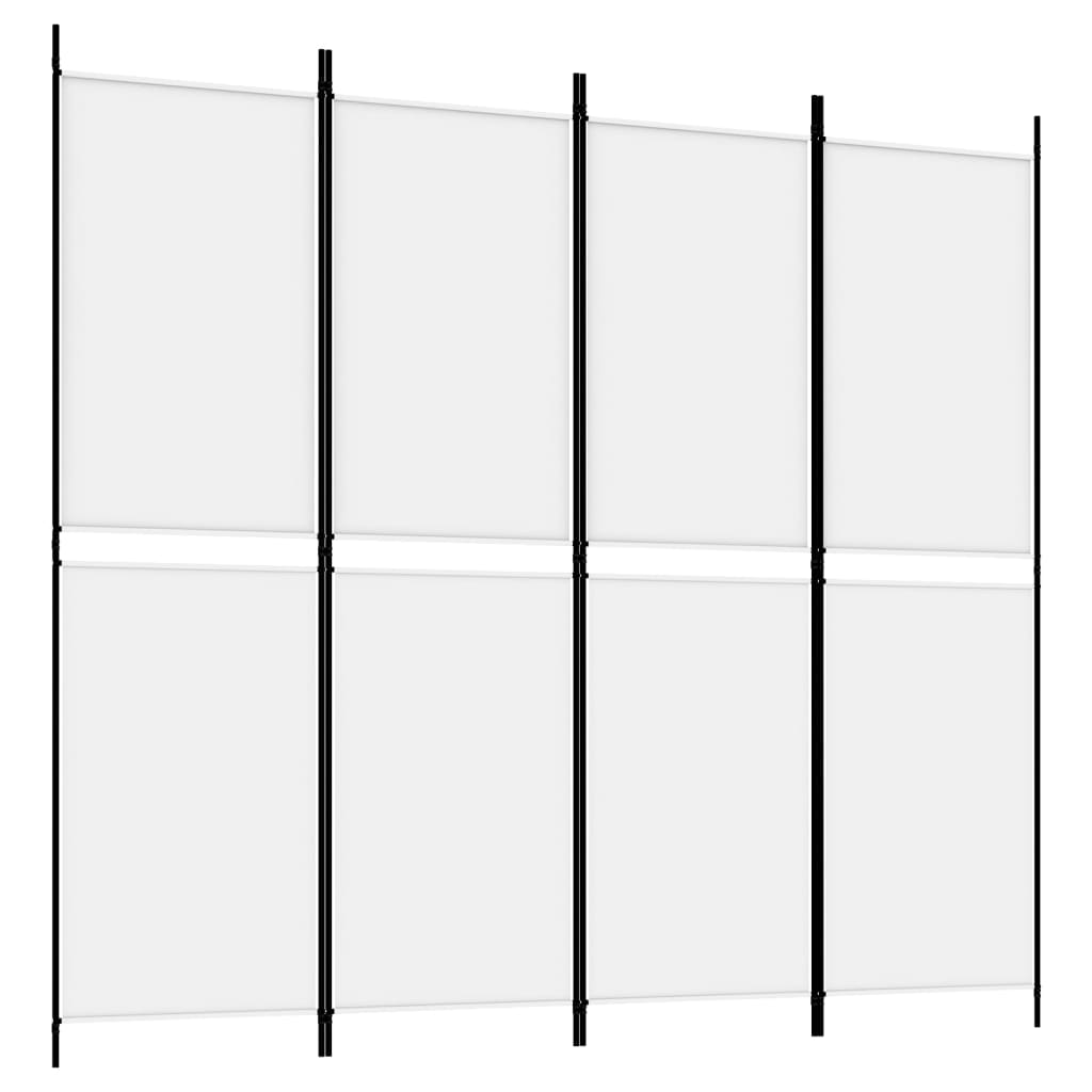 Romdeler 4 paneler hvit 200x180 cm stoff