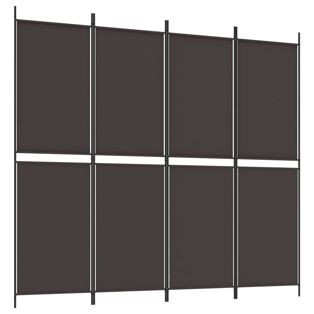Romdeler 4 paneler brun 200x180 cm stoff
