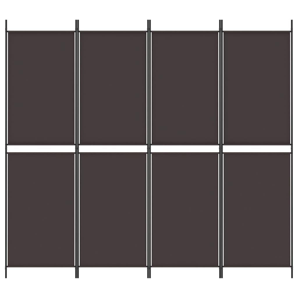 Romdeler 4 paneler brun 200x180 cm stoff