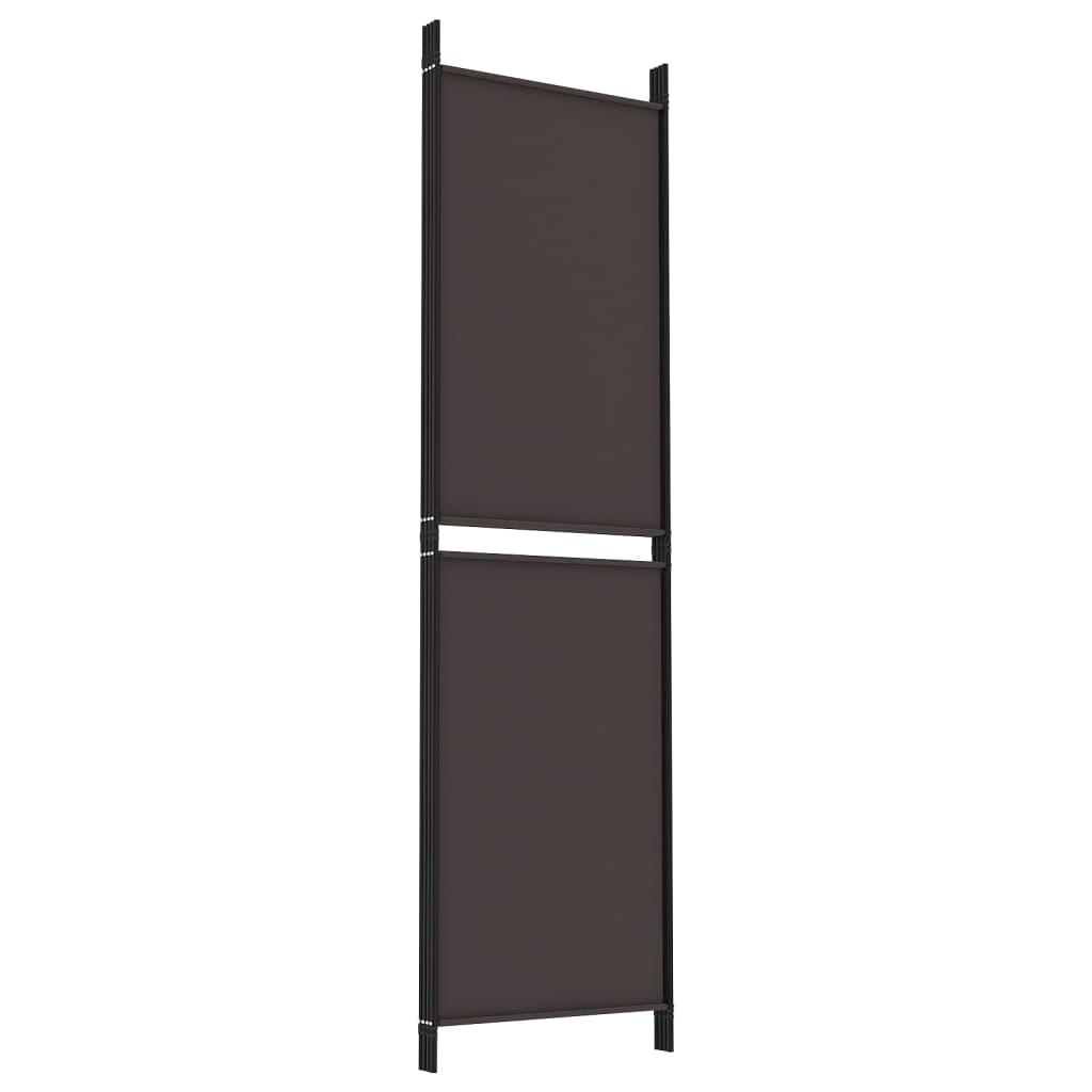 Romdeler 4 paneler brun 200x180 cm stoff