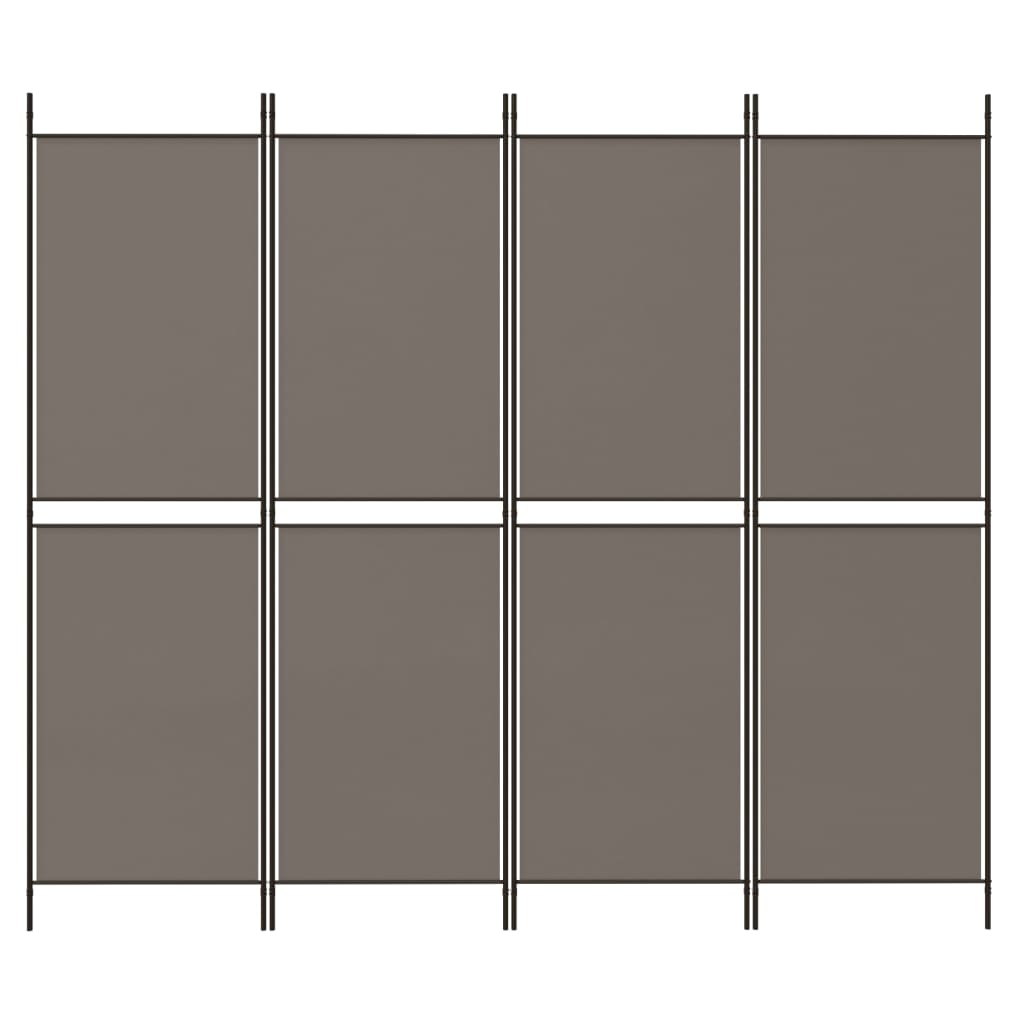 Romdeler 4 paneler antrasitt 200x180 cm stoff