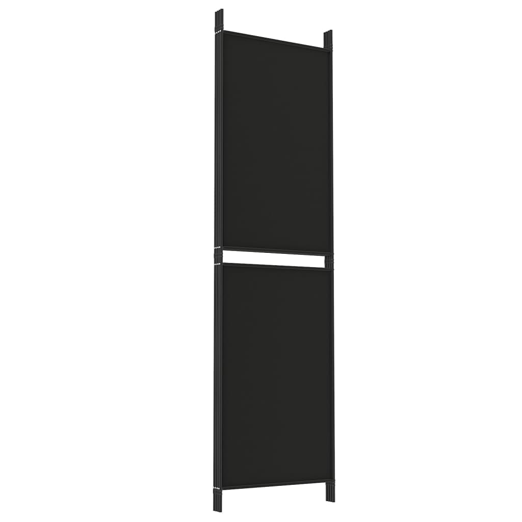 Romdeler 4 paneler svart 200x180 cm stoff