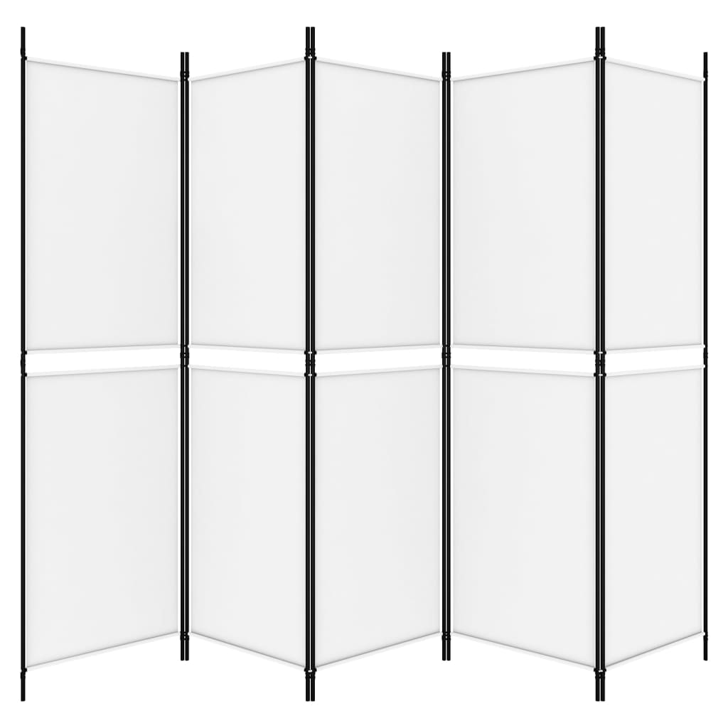 Romdeler med 5 paneler hvit 250x180 cm stoff