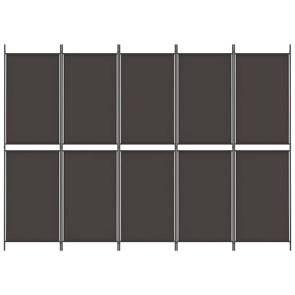 Romdeler med 5 paneler brun 250x180 cm stoff