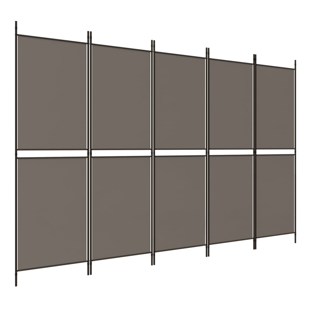 Romdeler med 5 paneler antrasitt 250x180 cm stoff