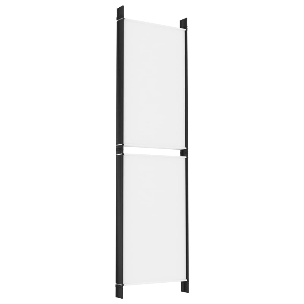 Romdeler med 6 paneler hvit 300x180 cm stoff