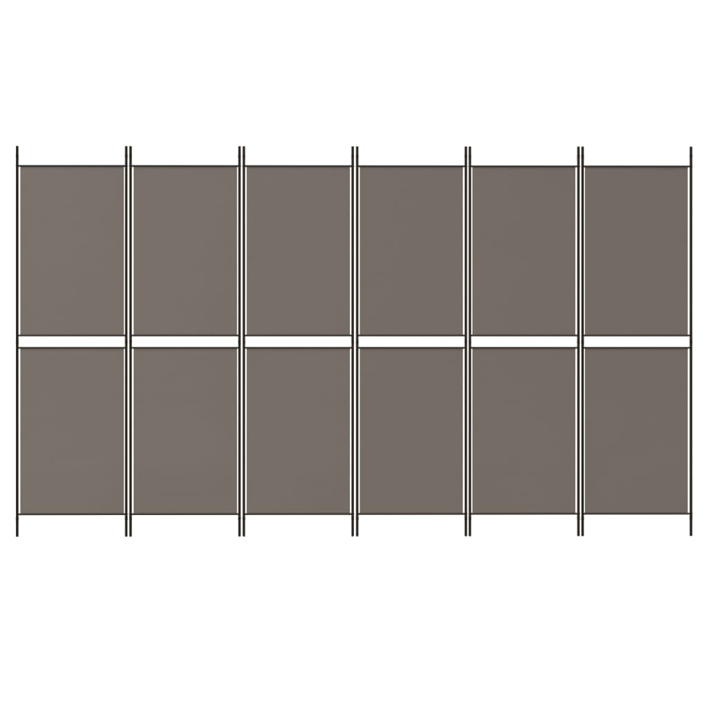Romdeler med 6 paneler antrasitt 300x180 cm stoff