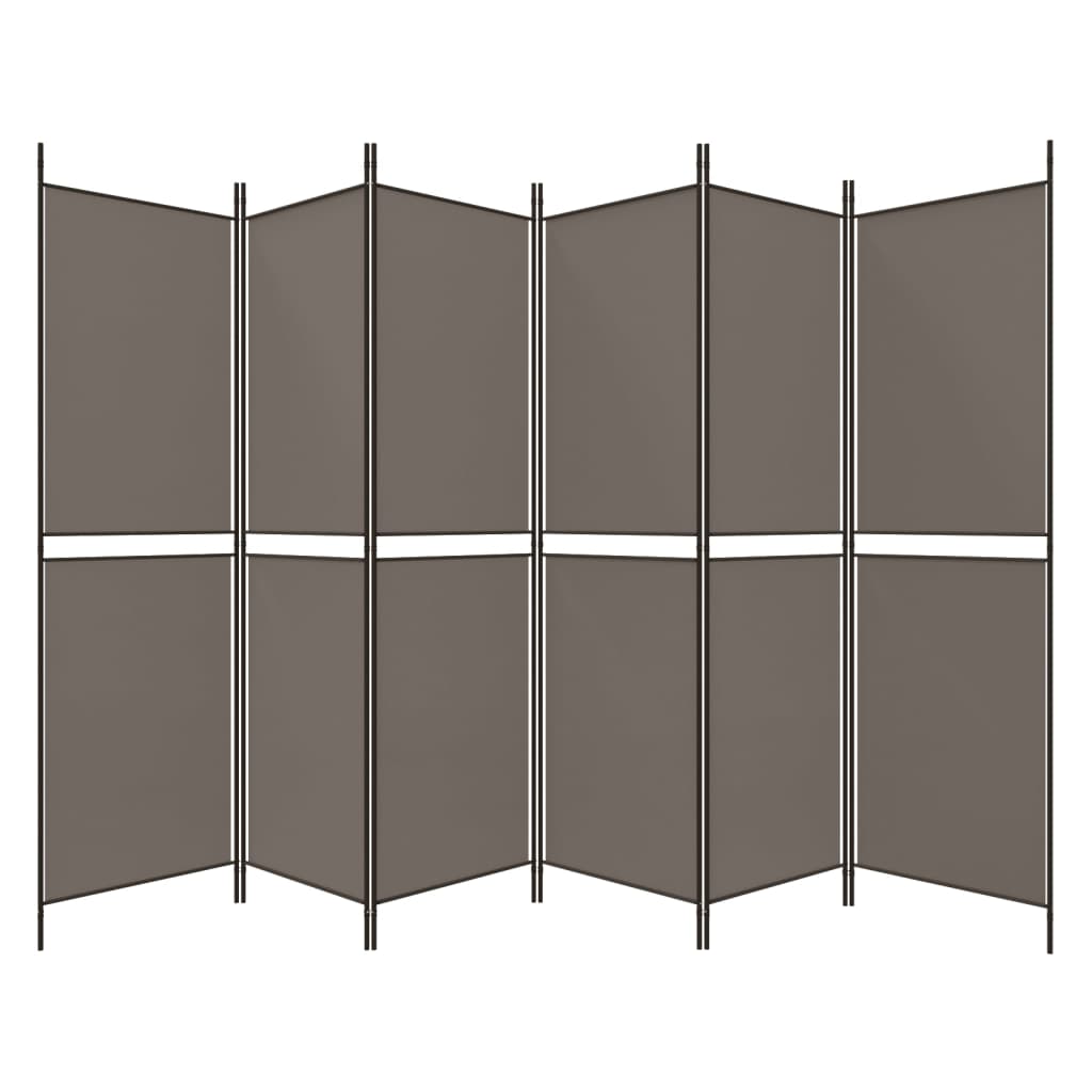 Romdeler med 6 paneler antrasitt 300x180 cm stoff