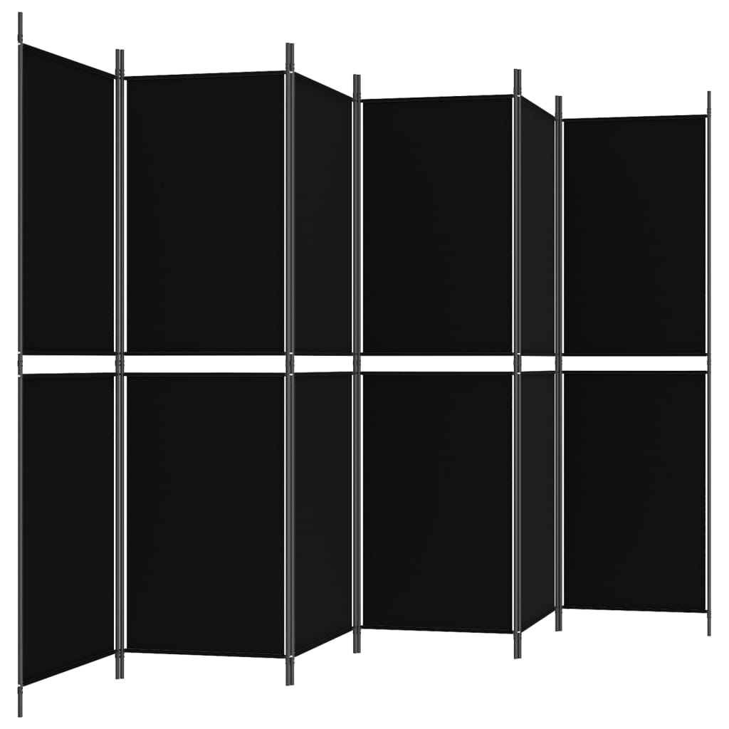 Romdeler med 6 paneler svart 300x180 cm stoff