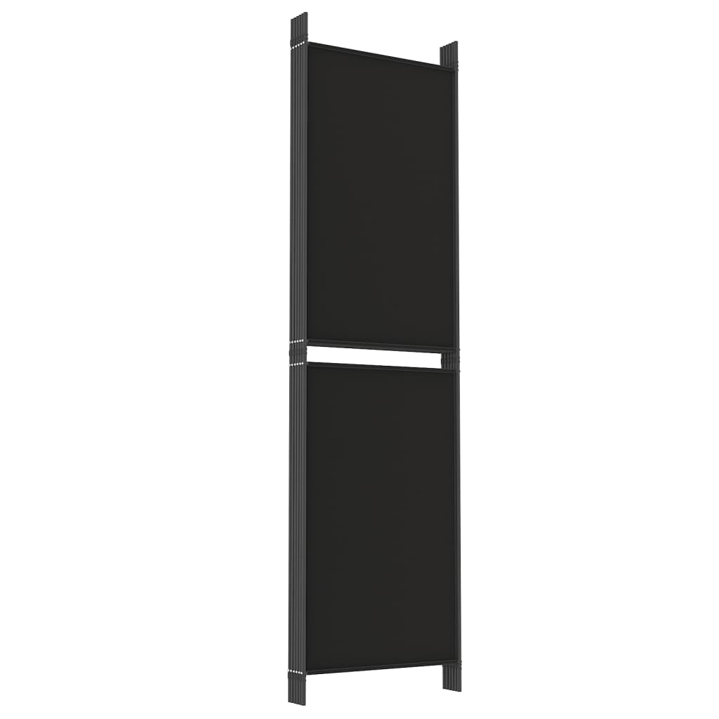 Romdeler med 6 paneler svart 300x180 cm stoff