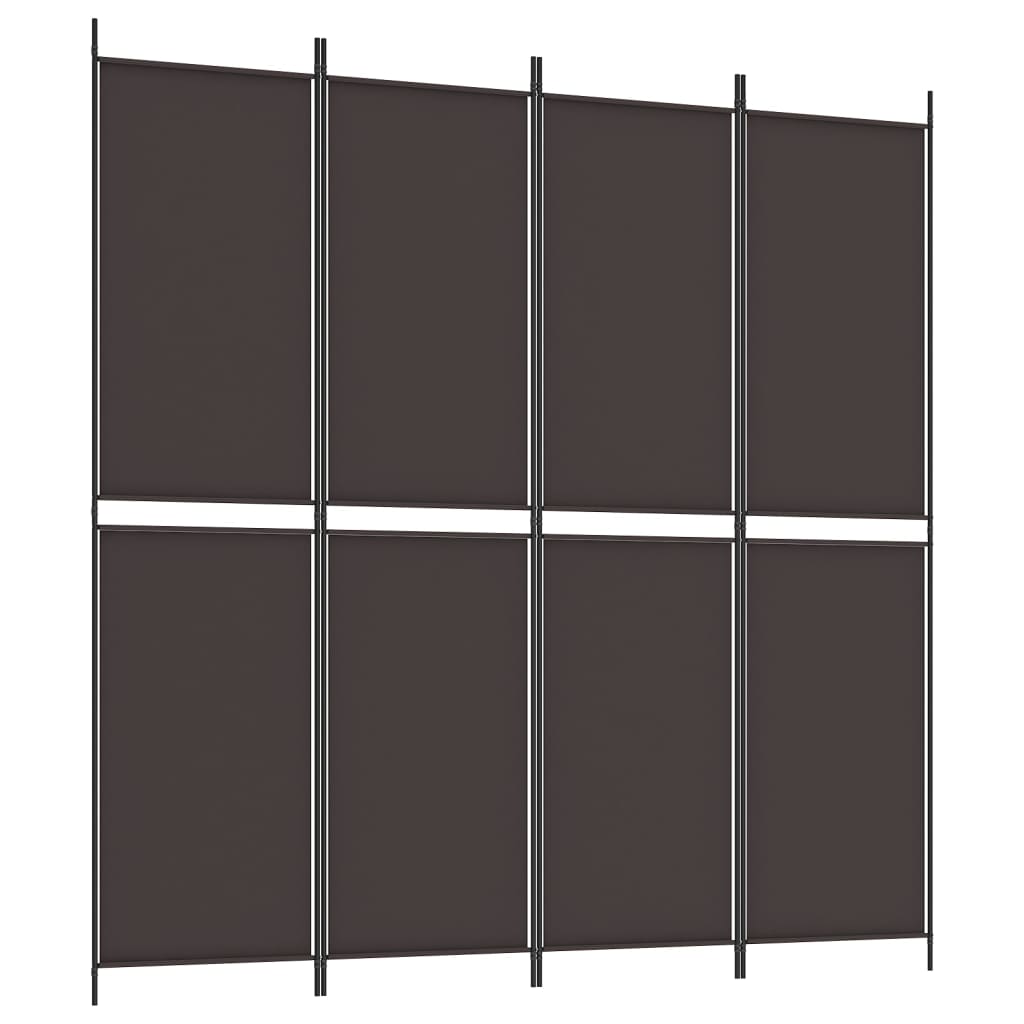 Romdeler med 4 paneler brun 200x200 cm stoff
