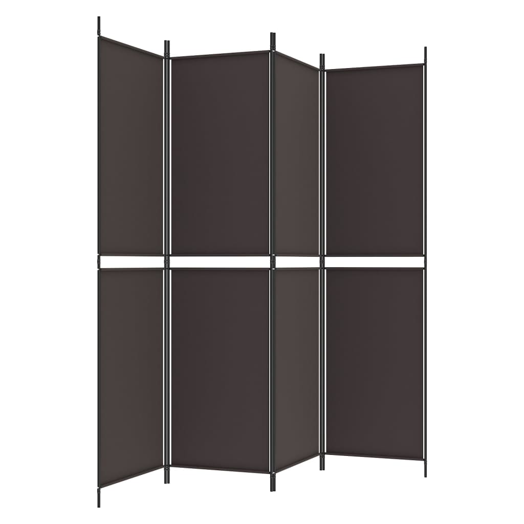 Romdeler med 4 paneler brun 200x200 cm stoff